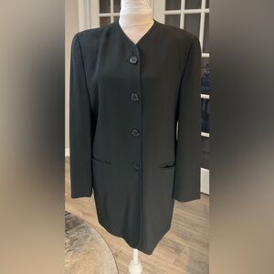 Jones New York Black Collarless 4-Button Longline Blazer - Size 8